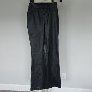 SPANX luxe black faux leather flare leg black pants-S